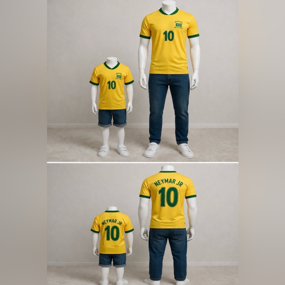 Father and Son Yellow Soccer Jersey Neymar Jr - #10
